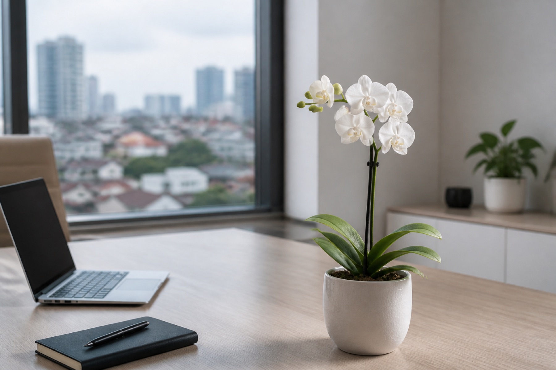 chậu lan hồ điệp để bàn ghi đen