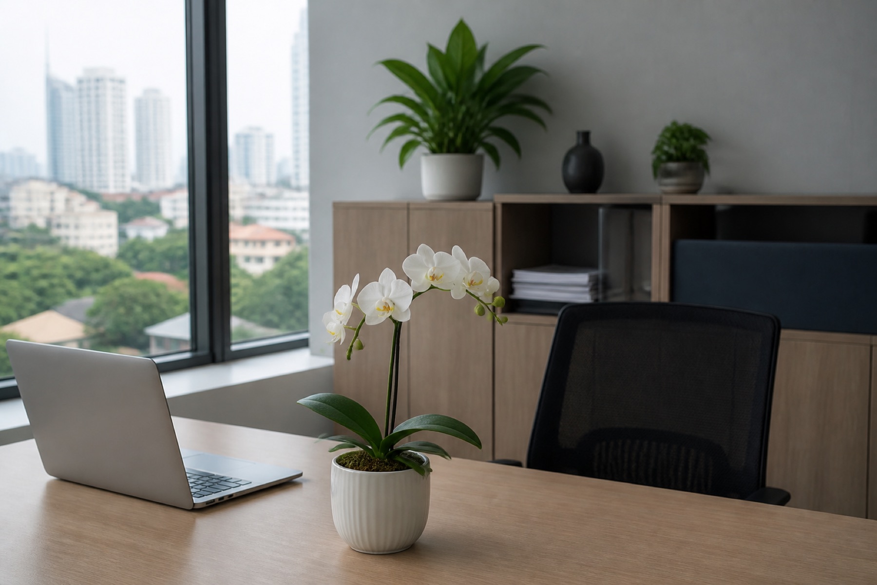 chậu lan hồ điệp để bàn ghi đen