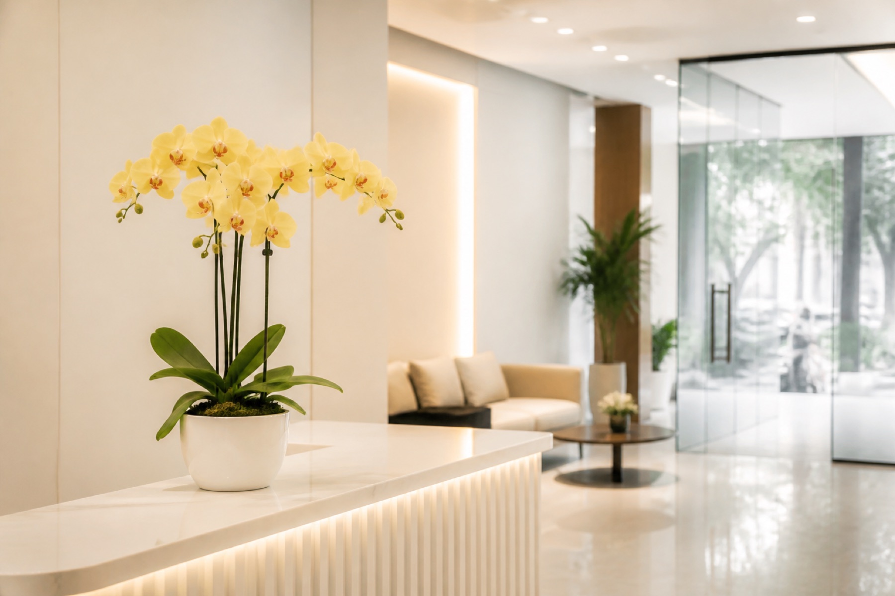 lan hồ điệp vàng để bàn phong thuỷ