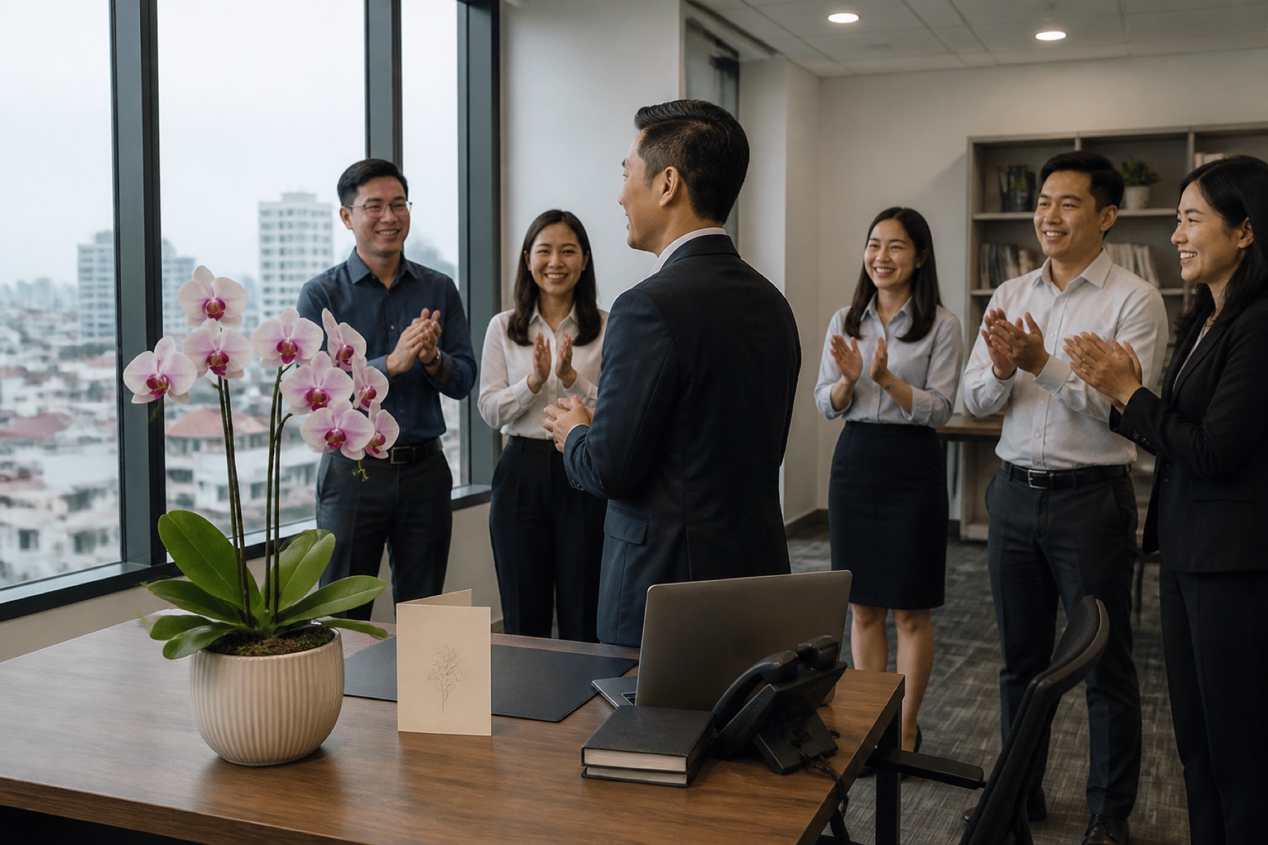 Lan hồ điệp để bàn tặng mừng nâng lương — Hà Nội cao cấp 2026