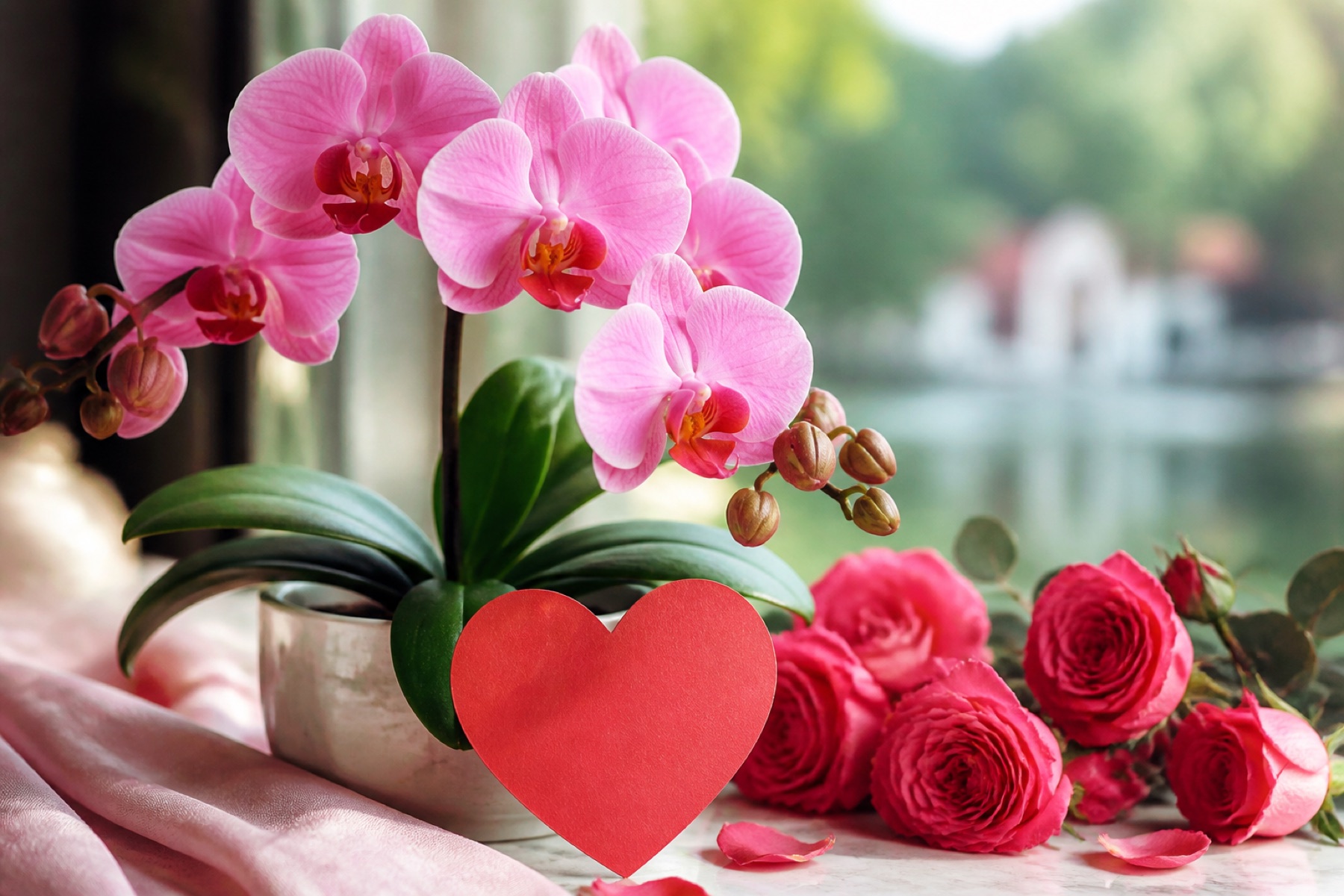 Chậu Lan Hồ Điệp Valentine Hồng Hà Nội – Giao 2h, Bảo Hành 7 Ngày
