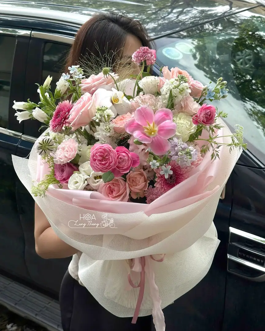 Bó hoa hồng mix gỗ gardening - Crimson Whisper