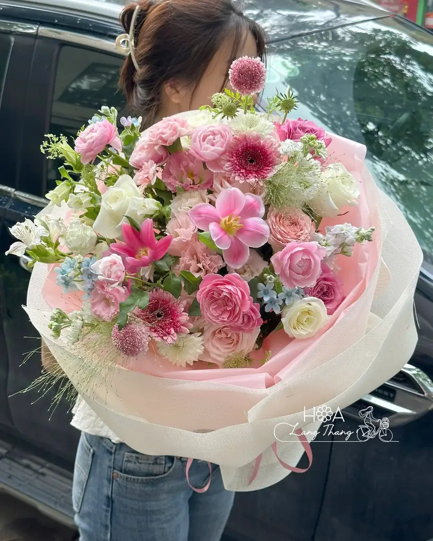 Bó hoa hồng mix gỗ gardening - Crimson Whisper - Thumbnail 2
