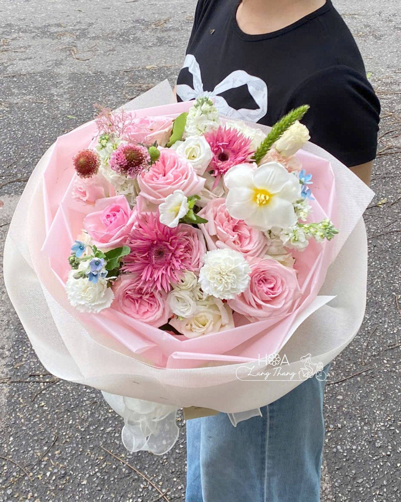 Bó hoa hồng mix tông hồng - Pink Whisper