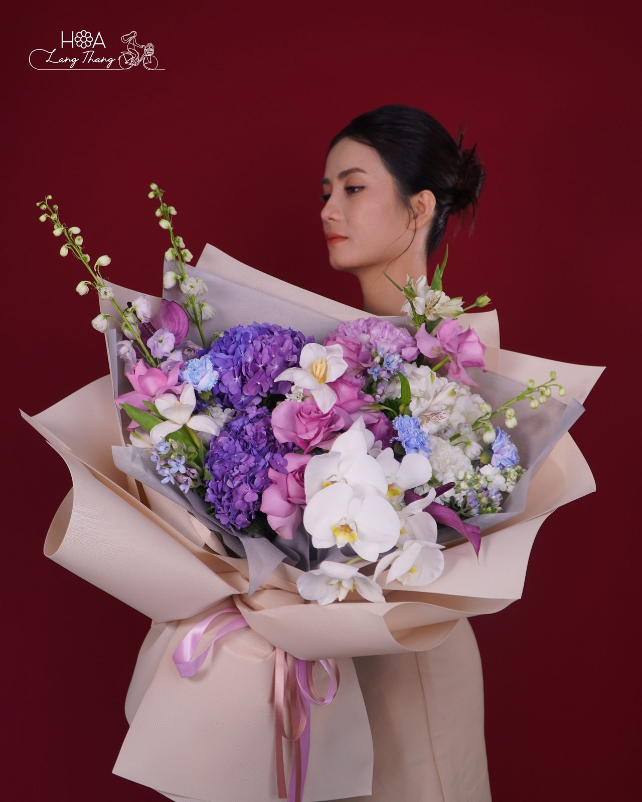 Bó hoa cẩm tú cầu tím mix - Purple Harmony
