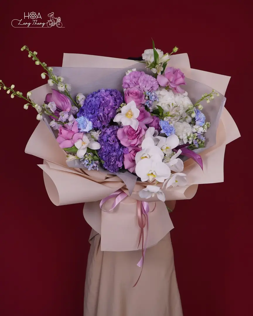 Bó hoa cẩm tú cầu tím mix - Purple Harmony - Hoa Lang Thang