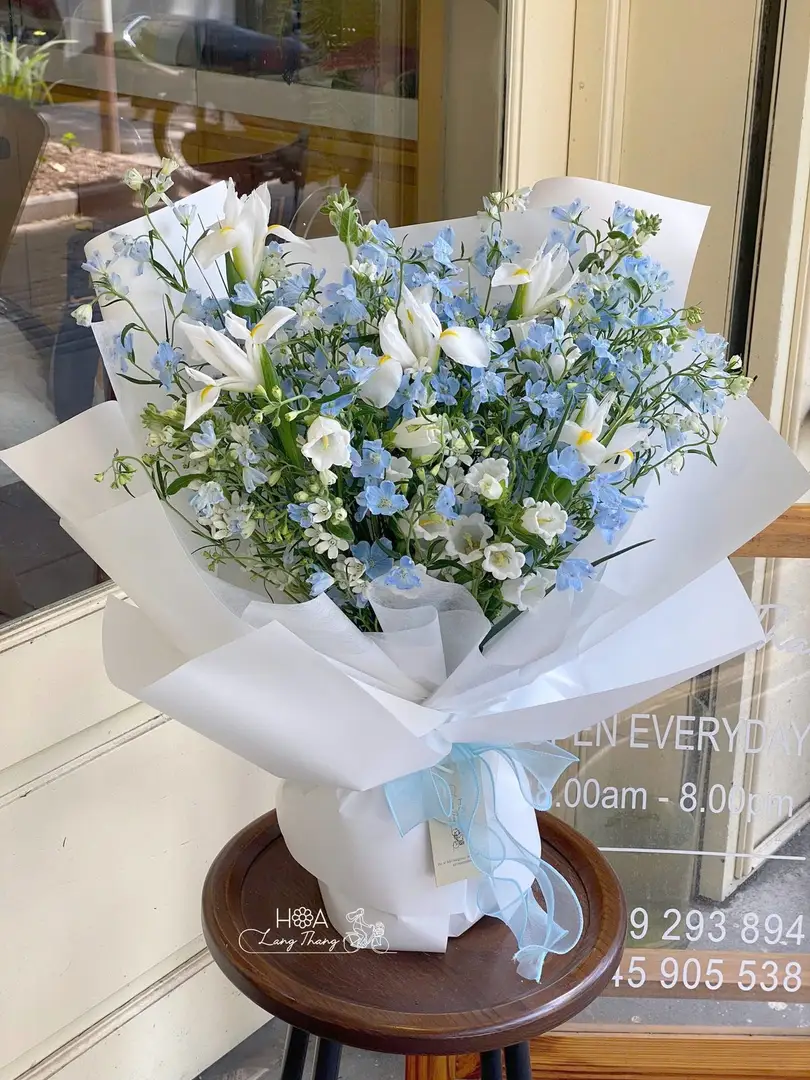 Bó hoa Delphinium mix Dianthus – Azure Elegance