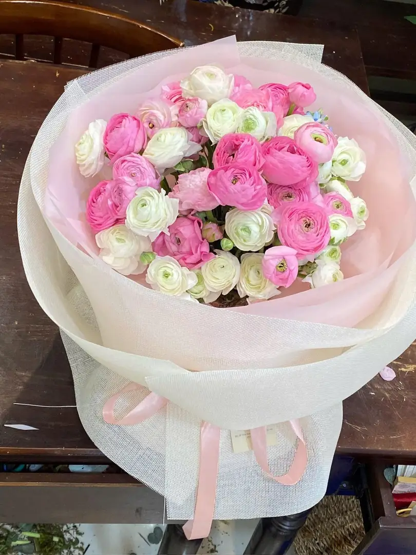 Bó hoa mao lương hồng trắng - Ranunculus Romance