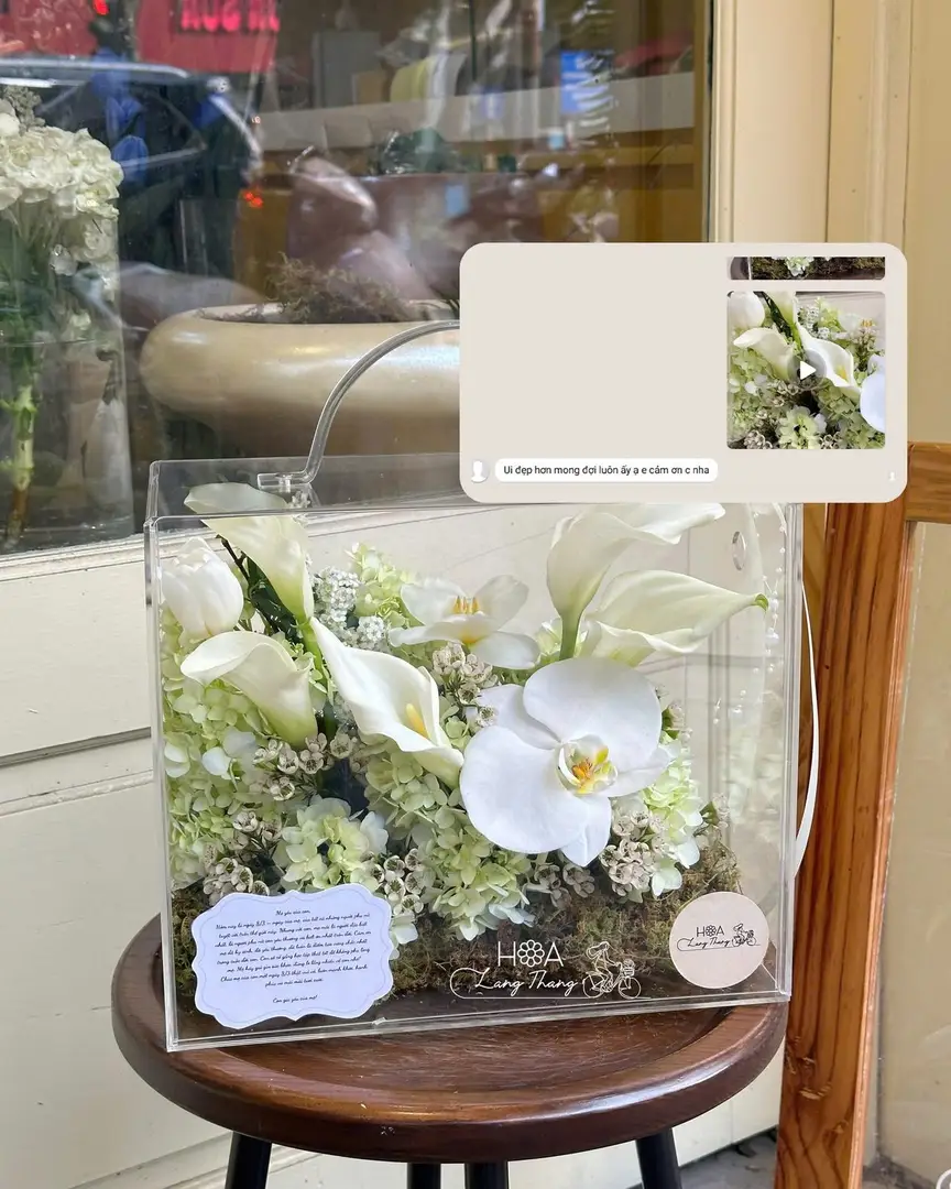 Hộp hoa calla mix lan hồ điệp mica - Orchid Elegance - Hoa Lang Thang