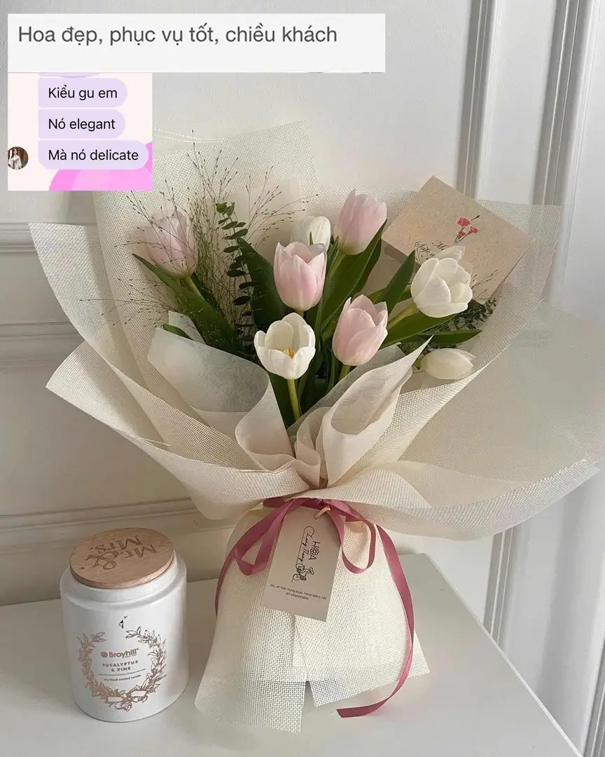 Bó hoa hồng trắng lưới cao cấp - Whispered Elegance — góc khác