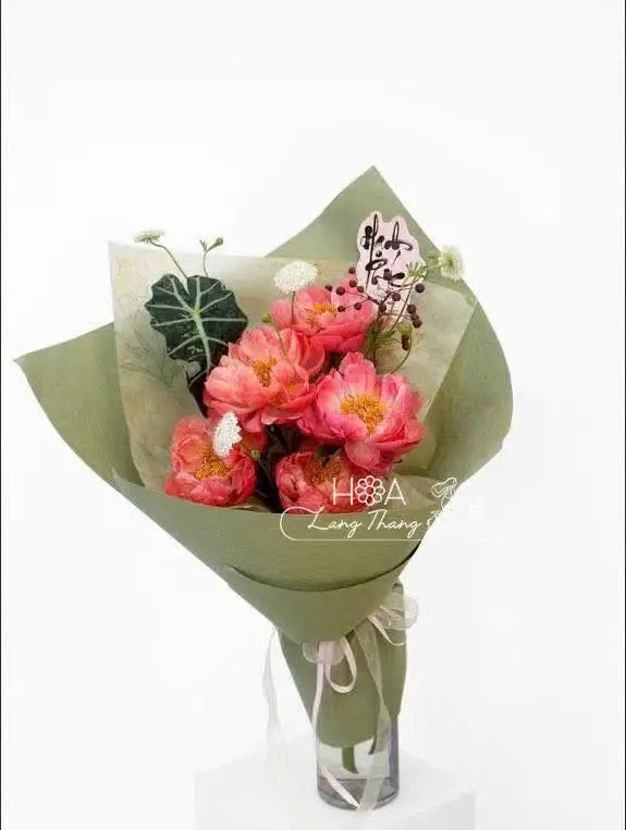 Bó hoa mẫu đơn hồng gỗ gardening - Blush Peony Elegance - Thumbnail 4