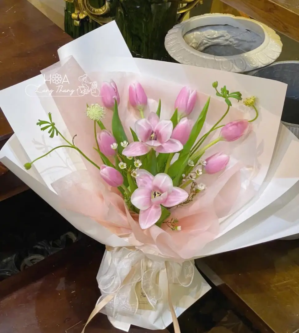 Bó hoa tulip trắng sữa nhập khẩu - Creamy Elegance - Thumbnail 3