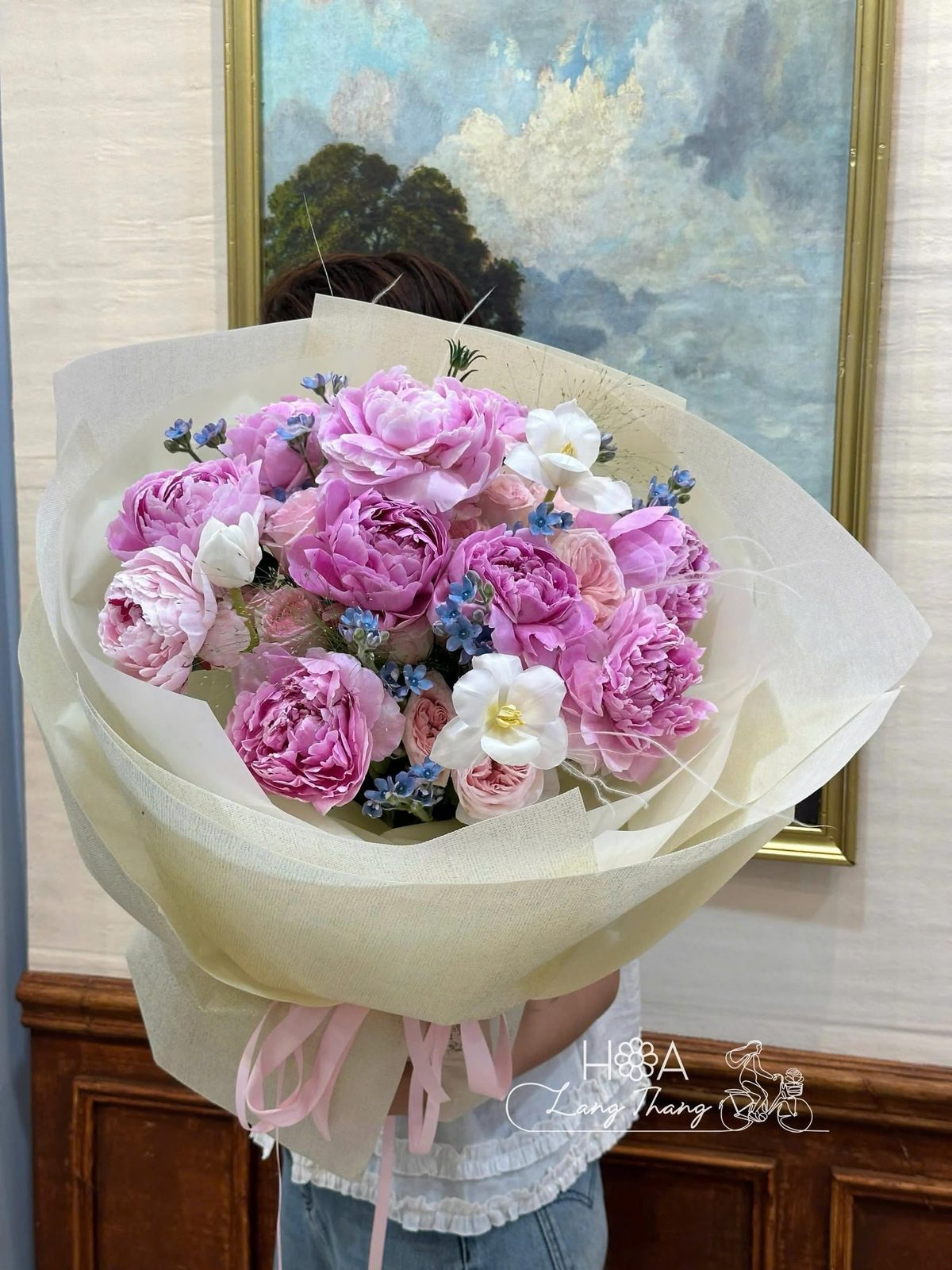 Bó hoa mẫu đơn mix tulip Hà Lan - Peony Tulip Elegance