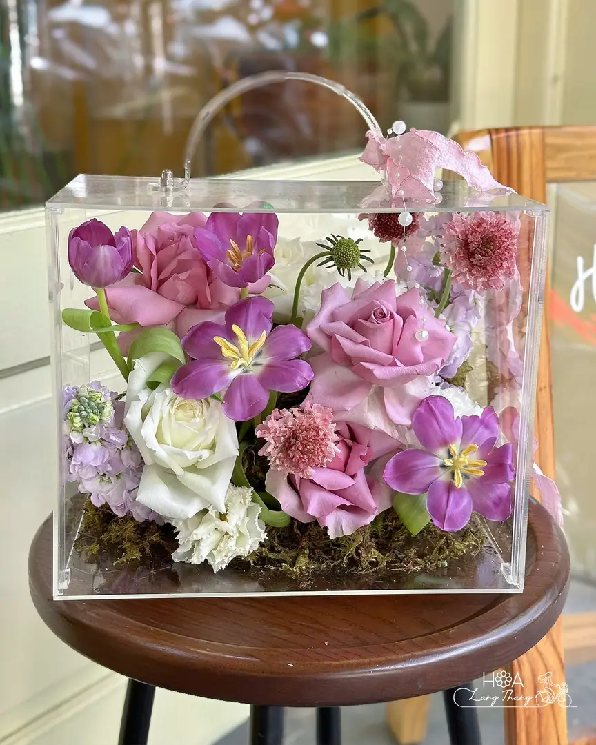 Hộp hoa mica tím nhập khẩu — Purple Harmony