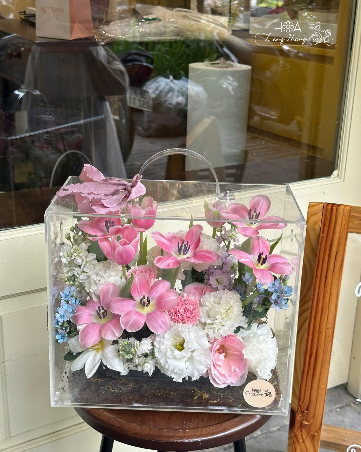 Hộp hoa tulip Hà Lan mix hồng mica - Velvet Romance