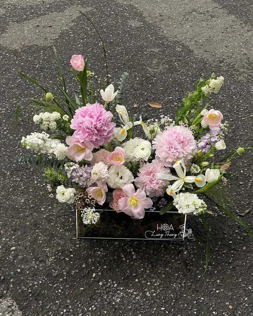 Hộp hoa peony tulip cúc mica - Pastoral Elegance - Thumbnail 4