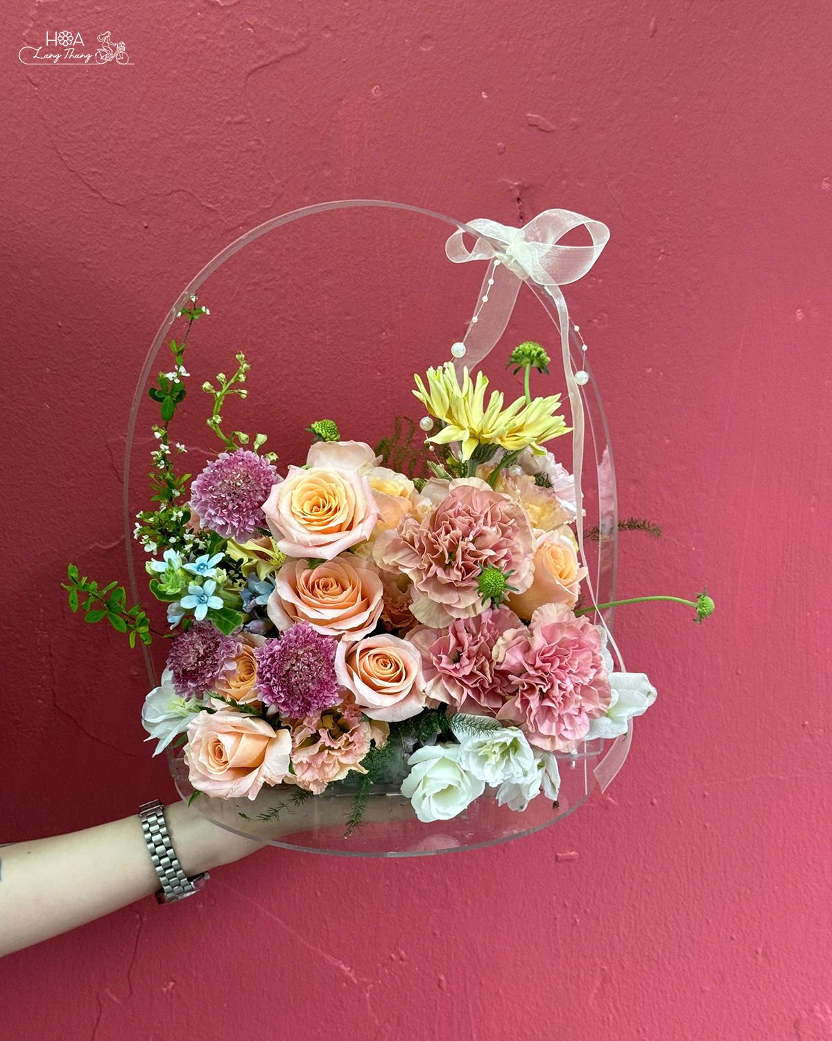 Hộp hoa hồng nâu cam mica - Warm Amber Romance — góc khác