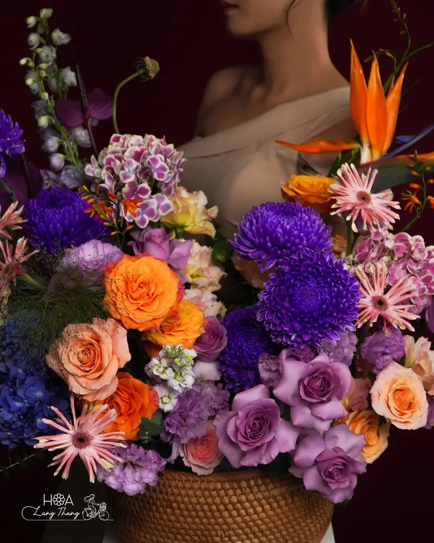 Lẵng hoa thiên điểu mix tím gardening - Purple Paradise - Thumbnail 3