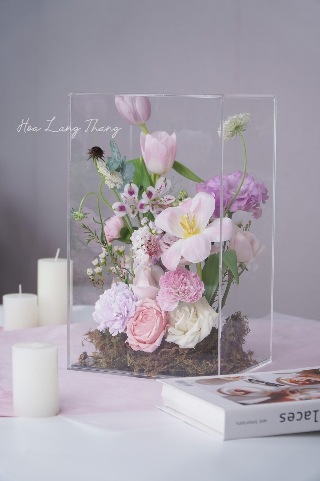 Hộp hoa hỗn hợp nhập khẩu mica - Eternal Elegance