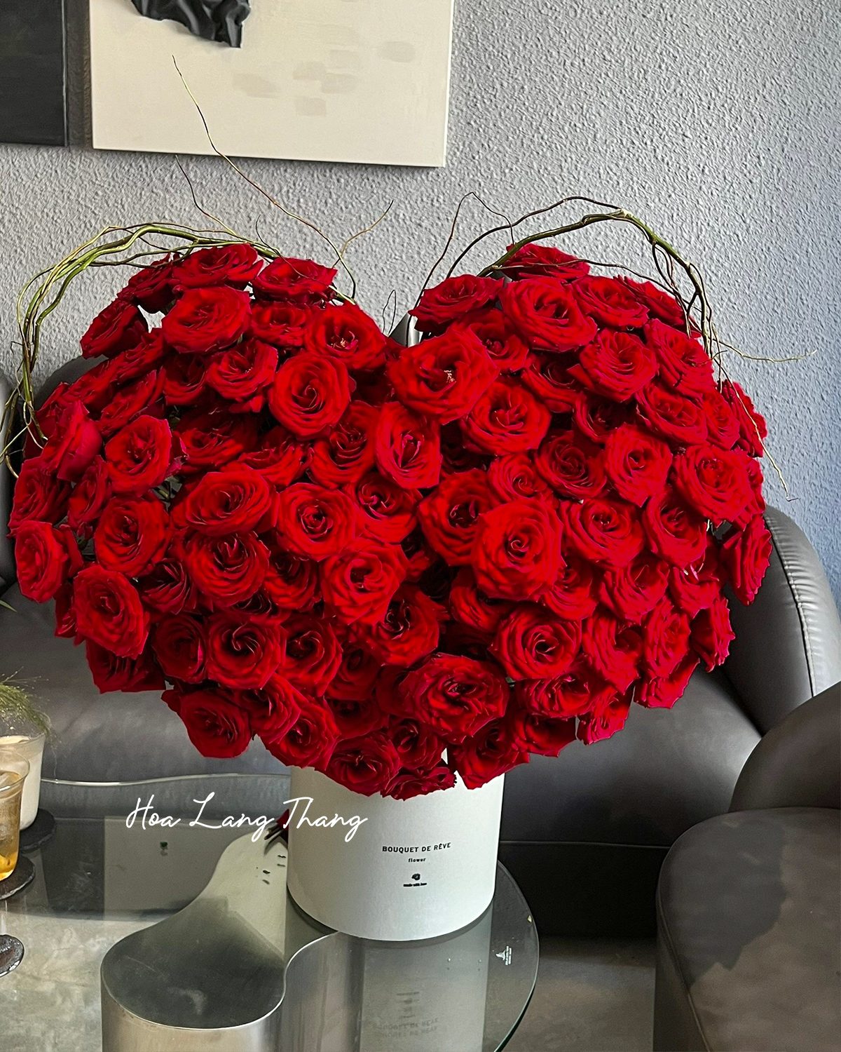 Hộp hoa hồng trái tim mica - Crimson Devotion