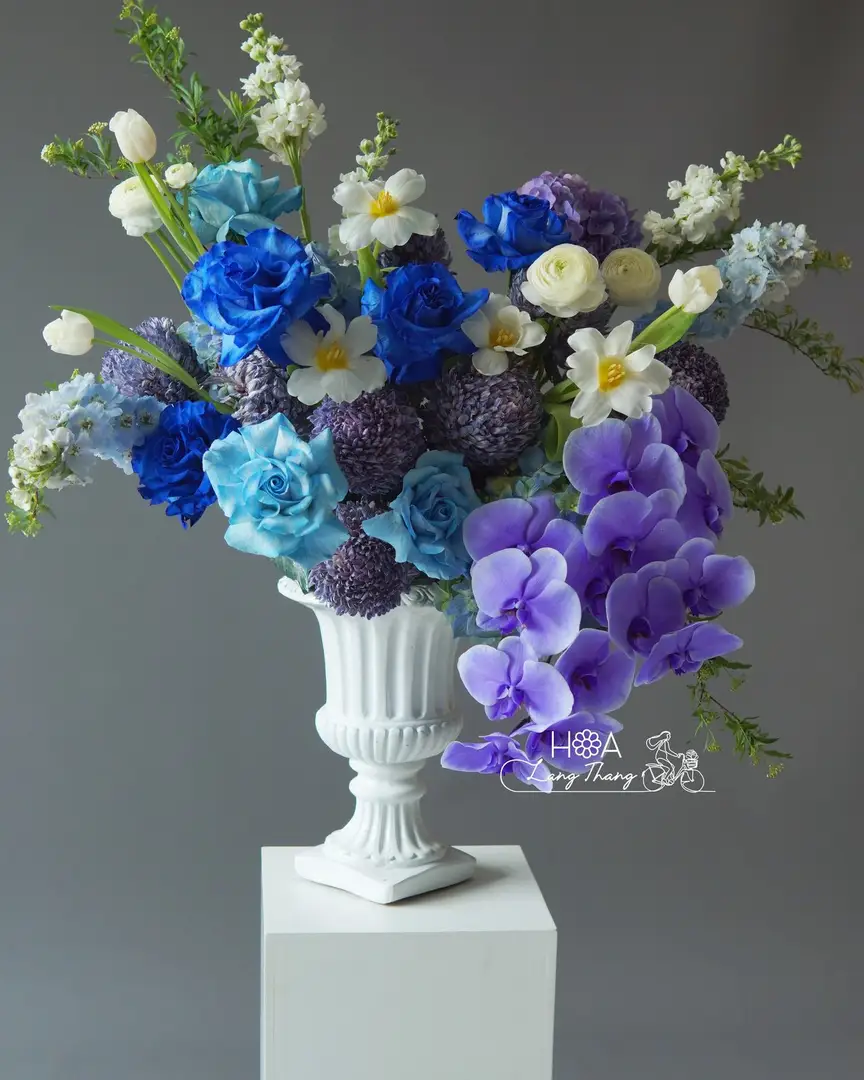Bình hoa hồng Ecuador mix lan hồ điệp - Timeless Elegance