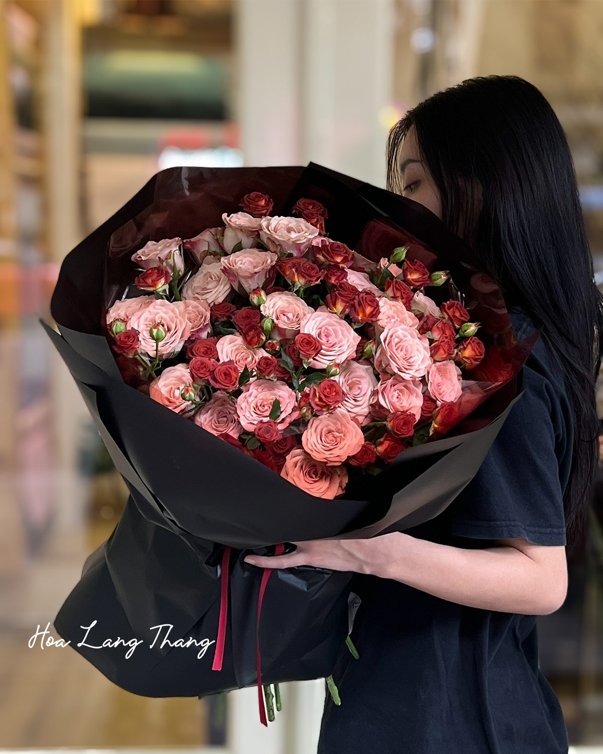 Bó hoa hồng Capuchino mix hồng chùm - Timeless Romance