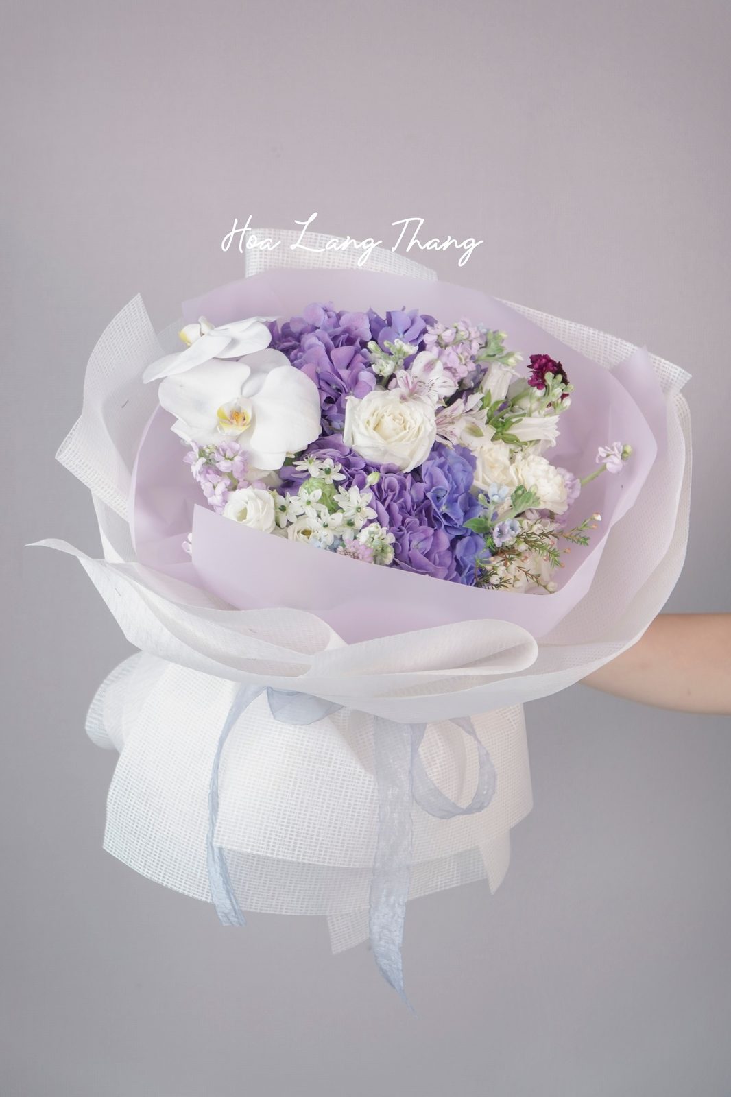 Bó hoa cẩm tú cầu tím mix hoa phụ nhập khẩu - Lavender Reverie